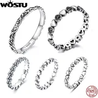 Anillos finos Wostu 100% 925 estilos de plata esterlina anillo de anillo apilable anillos de boda de dedo para mujeres regalo de joyería de moda original