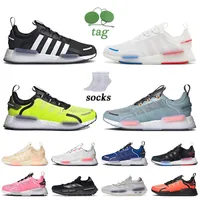 NMD R1 V2 V3 Kvinnor Mens Running Shoes Black White Pink NMDS Gray Green Glow NMDS1 Edition 1 NMDS Sports Trainers Outdoor Jogging Runners Tennis Sneakers Storlek 36-45