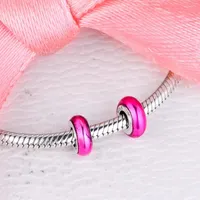 Minchas Fit Me Bracelets Pink Spacer Charm Real 925 Sterling Silver Mini Charms for Women Diy Jóias Fazendo Pequeno Hole Kralen