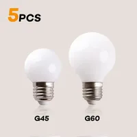 5PCS/LOT G45 G60 Milky Globe Globe Bulbra LED E14 E27 5W Edison Ball Light 220V ciepłe białe źródło do stołowej lampy wiszącej