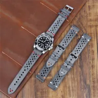 Watch Bands Cowhide Leather Handmade Porous Strap Breathable Oil Wax Band 18mm 20mm 22mm 24mm Men Wrist 220912