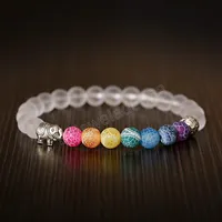 Fashion Rainbow Color Natural Stone Bracelet For Women Ladies Charm 8mm Beads Elastic Rope Bracelet Jewelry Accessories