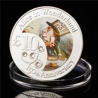 Presente Silver Plated 150th Anniversary 10 Alice no País das Maravilhas Vanuatu Coins Comemorativas Collectibles Coin Collection Challenge