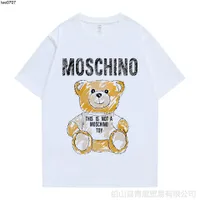 MOSCHIINO trend tee teddy bear a 220g thick fine sulfur cotton printed short sleeve sports round neck loose T-shirt