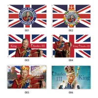 Union Jack Flag King Charles III onze nieuwe koning om vlaggen 90x150cm lang te zijn Live de King Souvenir Banner