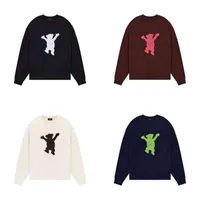 We11done Flocking Bear Round Rece Sweater Corean Welldone Fashion Many Men and Women's Long Sleeve T-Shirt