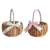 Cestas de vime de cestas de armazenamento cesto de flores com al￧a de casamento cestas para meninas para decora￧￣o de jardim em casa 220912