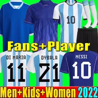 S-4XL Argentini￫ voetbalshirt voetbalshirt 2022 Dybala Aguero Maradona di Maria 23 23 fans speler versie Men Kids Kit Sets Uniforms Socks Home Away