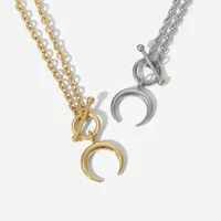 Pendant Necklaces Fashion Stainless Steel Necklace Half Moon Gold Color Chains Women Punk Style Charm Party Jewelry Gifts 1PC