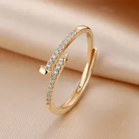 Trendy Simplicity Nagel Zirkon verstellbarer Ring Frauen elegante Tanzparty Schmucktemperament luxuriöse Ringe S318