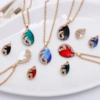Серьги по ожерелью Set River Women Loxury Shiny Cubic Ciric Beads Beads Fashion Wedding Party Jewelry