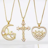 ペンダントネックレスMsee Pics Day Jewelry Creative Diamond Zircon Mom Pendant Necklace Moon Cross Heart Droprivels 2021 Necklaces Pen Dh8qo