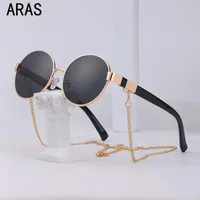Zincir moda retro güneş gözlüğü 2021 klasik vintage yuvarlak çerçeve tutucu kolye güneş gözlükleri lüks marka tasarımcısı gözlük UV400218g