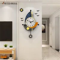 Duvar saatleri meisd yaratıcı duvar saati modern tekne tasarımı ev iç izleme dekorasyon oturma odası deniz mew çıkartmaları Horloge 220909
