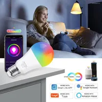 Tuya WiFi E27 Smart Bulb 18W RGBW RGBWW LED Lamp Voice Control Color Changes Dimmable Light Work With Alexa Google Siri