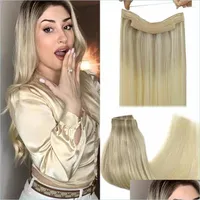 Cabelo humano Bulling Human Hair Bks Popukar Remy Remy Weft Yage Platinum Blonde Halo Extensions
