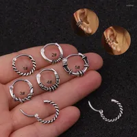 Hoop Earrings 1 PCS Simple Vintage Silver Color Twisted Circle Ear Bone Cuff Earring Geometric Closed Copper Clip Jewelry