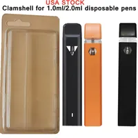 USA Stock Clamshell Cases Disponible Vape Pen Packaging Blister Pack för 1 ml 2 ml POD Vaporizer Pens Clam Shell Package Clear OEM Insert Cards Stöd 800 st/parti