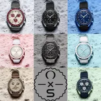 바이오 세라믹 쿼츠 크로노 그래프 남성 여성 Moonswatch Watch Watch Mission to Mercury 42mm Black Nylon Luxury Moon Watch Limited Edition Master Wristwatches