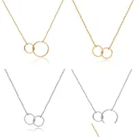 Colliers pendants Collier de concepteur à double cercle décontracté Sier Sier Gold Femmes Éternité Initiale Boulage Hoop Infinity P Yydhhome Dhxok