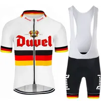 Duvel Beer Men ciclista Jersey set Red Pro Team Cycling Ropa 19d Gel Breatable Pad Mtb Road Mountain Bike Wear Ropea 324R