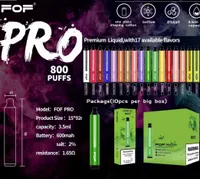Original FOF Pro Plus eng￥ngsvapspenna 600 puffar 500mAh batteri F￶rfylld 3 ml patron Cigarrillo Desechable 5% 800 800