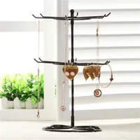 Jewelry Boxes BLUELANS 2-Tier Rotary Stand Display Rack Earrings Ring Necklace Holder Fashion Organizer Storage 220912