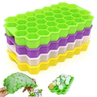 Honeycomb Ice Cube Trays Mold Bar Products återanvändbar silikon BPA gratis ismare med avtagbara lock ZM