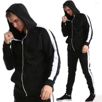 Heren Hoodies Brand Zipper Men Set Causal Fitness Patchwork Jacket 2pcs Tracksuit Jogging Sportswear Sweatshirt broekpak