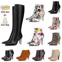 2022 designer women over the knee boots lady sexy pointed-toe pumps fashion style high heels boot ankle short booties luxury red bottoms 35-42