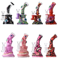 Unique Glass Bongs Halloween Style Heady Hookahs Showerhead Perc Percolator Octopus Bongs Oil Dab Rigs 14mm Female Joint Water Pipes With Bowl