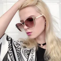 Sonnenbrille Cat Eye Women Metal Rahmen Fashion Style -Gradient Braunes Objektiv mit Glitzer