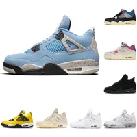 Top Quality Mens Jumpman Basketball Shoes 4 4s Designer Sneakers Sail Obsidian UNC Silver Toe Black Cat Bred Pure Money Starfish Fire R279E