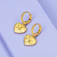 Boucles d'oreilles de cerceau 24k Gold Plated Real ne s'est pas fondu en forme de cœur pour les cadeaux d'anniversaire de Noël de mariage pour femmes
