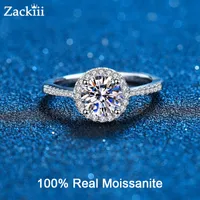 Tani S Akcesoria biżuterii Drzybałe biżuterię 0,5 3CT Pierścień Moissanite Diamond Halo Pierścień zaręczynowy Rhodium PlASE SREBRE