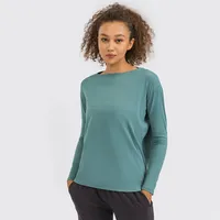 L010 Long Sleeve T Shirts Lady Yoga Outfit Women Sports Tops Girl Litness Shirt Soft Relaxed Fit Top Disual Wear254d