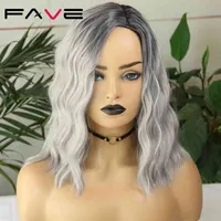Lace Wigs FAVE Natural Wave Hair Black Gray Green Ash Brown Blonde Heat Resistant Fiber Synthetic For America Africa Women Cosplay 0913