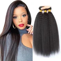 Hair Bulks Kinky Straight Bundles 30 inch Human Brazilian Weave 3 4 Deal Coarse Yaki Extensions 220913