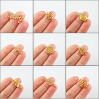 Charms Fashion Flower Chinese Knot Cross Rose Heart Gold Plated Connectors For Gifts Jewelry