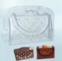 Moldes de cozimento molde de chocolate pl￡stico 3d Diy Bolo de bolsa de lady bolsa de chocolate molde de molde de policarbonato de bolsa de doces de bolos de doces