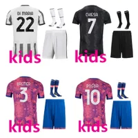 Kinder 2022 2023 Fu￟ball -Kits Trails -Pogba di Maria Bonucci Vlahovic McKennie Soccer Sets Pellegrini Chiesa Arthur Cuadrado Kids Footbal Kit
