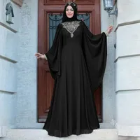 エスニック服イスラム教徒のドレス女性イードラマダンプリントバングラデシュドバイアバヤトルコカフタンイスラム長ローブ祈りフレアスリーブ