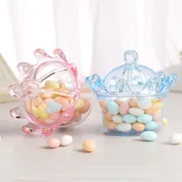 Gift Wrap 12pcs lot Crownps Hollow Clear Plastic Candy Box Candy Boxes with Transparent Plastic Crown Shaped Party Supplies 220913