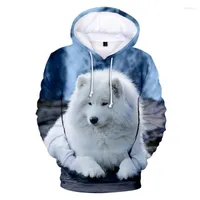 남자 후드 남성용 스웨트 셔츠 대형 Samoyed Wolf Animal 남자 여자 3D 인쇄 셔츠 Harajuku Springwinter hoodie casual