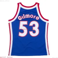 100% 스티치 켄터키 대령 장인 Gilmore #53 Mitchell Ness Blue 1974-75 Swingman Jersey XS-6XL Mens Basking Basketball Jersey275Y