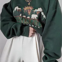 Women S Hoodies Sweatshirts Qweek y2k خمر هوديي النساء التسعينات التسعينات الرجعية الجمالية للبلوزات ذات الحجم الكبير في الخريف شارع Pullover طويل الأكمام 220913
