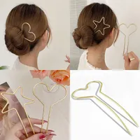 Fashion Metal Hair Sticks for Women Hairpins Minimalist Heart Star U Shape Girls Hairpins Headwear Hair Accessory