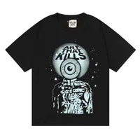 Designer Cotton t Shirt 2022 Ins Fashion Brand Gary Dept Art That Kills Alien Eye Print Men&#039;s Casual Short Sleeve