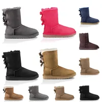 Groothandel Dames Girls Designer schoenen Laarzen Gray Pink Black Khaki Cheaknut Fur Leather Leer Sneeuw Sneeuw Boot Australi￫rs Bootjes Platform Flat Sneakers