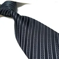 Bow Ties Extra Long Necktie 63" Microfiber Woven Jacquard Black Stripe Men's Tie 160cm Office Business